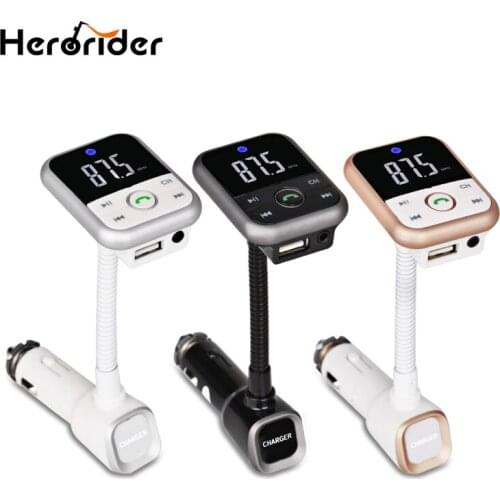 Herorider Bluetooth Car Kit MP3 Player Radio Adapter USB Charger Support USB SD TF Card Handsfree Wireless FM Transmitter