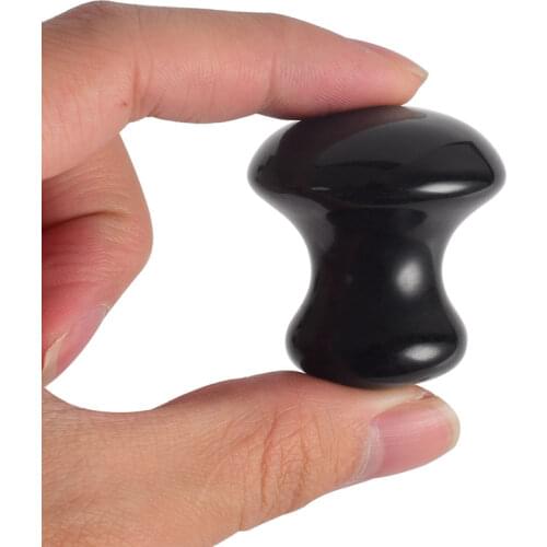 Mushroom shape GuaSha tool Natural Black Obsidian Health Care massage Stone mineral crystal healing Body Facial Back Relax Tool