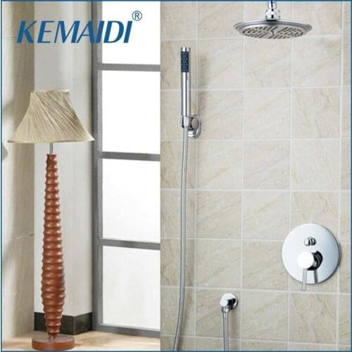 KEMAIDI Modern Shower Set Torneira 8" ABS Shower Head+Brass Valve+Hand Spray+Hook+Hose Bathtub Basin Sink Tap Mixer Faucet