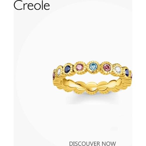 Ring Royalty Gold with Colorful Stones 925 Sterling Silver Victorian Style Vintage Fine Jewerly For Women 2021 New Bijoux Gift