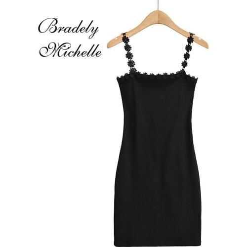 BRADELY MECHELLE 2021 NEW Arrival Summer Sexy Embroidered Strapless Little Black Sling Bodycon Mini Dress Streetwear