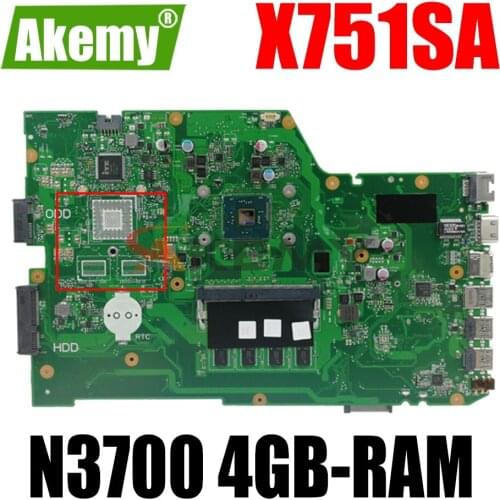 AKEMY X751SA Laptop Motherboard For ASUS X751SA X751S Original Mainboard 4GB-RAM N3700 GM