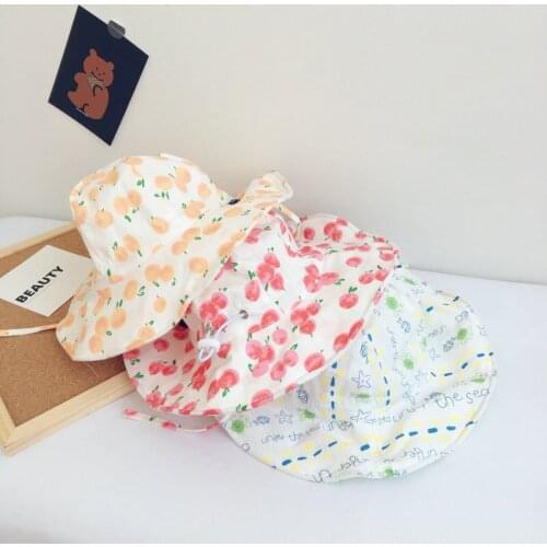 Fashion Print Cotton Baby Girls Sun Hat Summer Bucket Hat Beach Cap for Kids