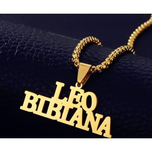 Fashion Gold Two Name Necklace Handmade Stainless Steel Custom Name Pendant Necklaces for Women Men Hip Hop Jewelry