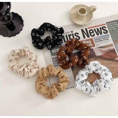 Fashion Elastic Hair Bands Heart Pattern Scrunchies Hair Ties Ponytail Holders Rubber Band Korean Hair Rope Hair Accessories