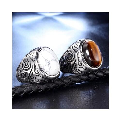 Onlysda Retro Ancient Middle East Arabic Style stone titanium steel ring Jewelry For Men Party Gifts Drop Shipping OSR298