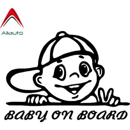 Aliauto Cartoon Car Sticker Baby on Board Naughty Boy Auto Styling Vinyl Decal for Volvo Honda Civic Mitsubishi Lada,20cm*14cm