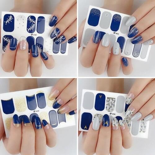 Nail Stickers 14 Stickers Set 3D Bronzing Full Coverage Waterproof Self-Adhesive Nail Decals Creative Retro Style French