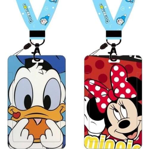 New Disney Minnie card holder keychain key Mickey Mouse Donald Duck card bus card Document card bag