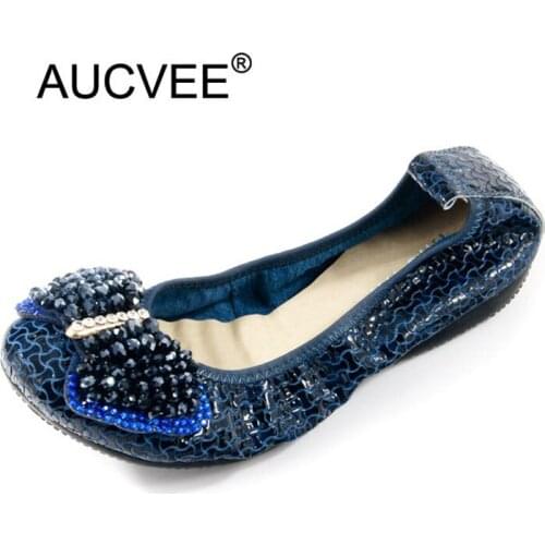 New Womens Casual Ballerinas Flats Fashion Rhinestone Bow Shallow Mouth Slip-on Flats Luxury Crocodile Genuine Leather Flats