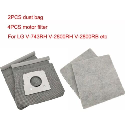 New 4*motor cotton filter +2*Washable LG vacuum cleaner bags dust bag replaces for LG V-743RH V-2800RH V-2800RB V-2800RY V-2810