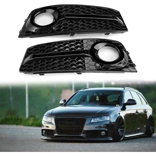 Car Front Left+Right Fog Light Grille Grill Cover for A4 B8 2009-2011 Car Front Bumper Fog Light Lamp Grills