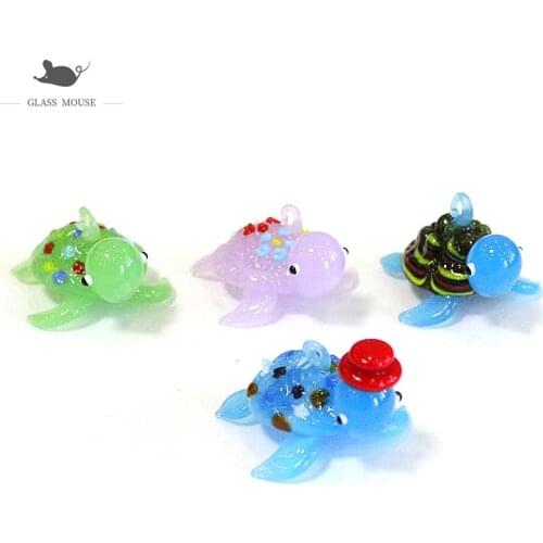 Hanging Sea Animal Mini Figurines Glass Pendant Japan Style Colorful Cute Turtle Craft Ornaments Home Aquarium Decor Accessories