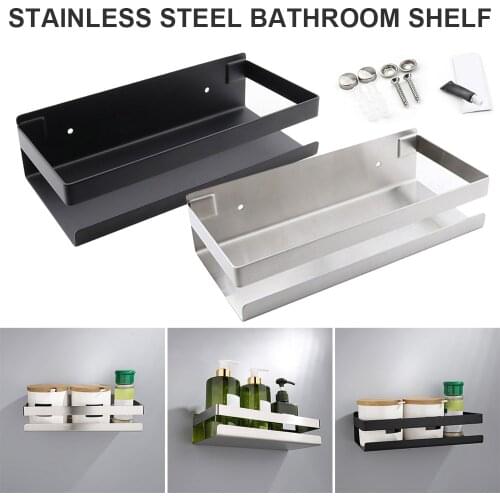 Bathroom Wall Mount Shelf Shower Storage Racks Kitchen Punch-Free Shelves Stainless Steel Organizer Holder Rack Home Accessories