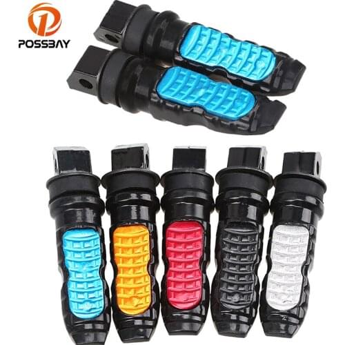 POSSBAY 8mm Universal Foot Rest Motorcycle Foot Pegs Rear Passenger Pedal Bike for Honda Yamaha Repose Pieds Moto Footrest