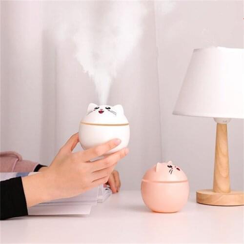 Air Humidifier for Home Ultrasonic Car Mist Maker with Colorful Night Cat USB Lamps Mini Office Air Purifier