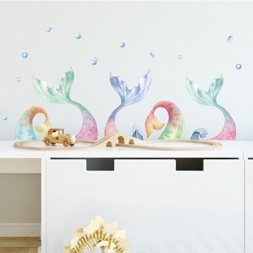 Waterproof Wall Sticker For Swimming Pool Fish Tail Skirting Wall Mural Bathroom Decoration Kids Room Decal Nursery Kinder Decor