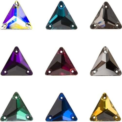 YANRUO 3270 Triangle DIY Sewing Crystal Strass Sew On Stones Glass Beads Flat Back Rhinestone For Clothing