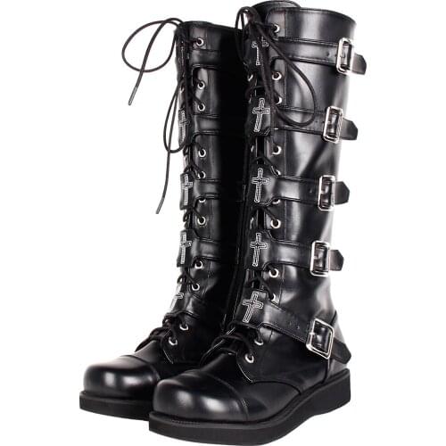 Angelic imprint new handmade Women motorcycle cool punk boots lady lolita shoes woman low heels wedges pumps 3cm heel 33-47 7008