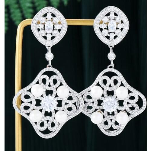 GODKI Trendy Simulated Pearl Earrings For Women Bohemian Earrings Geometric Drop Earring 2021 Brincos Female DIY Fashion Jewelry