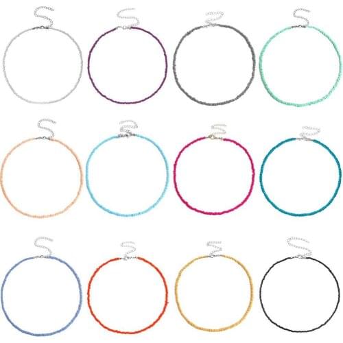 Beaded Choker Necklace For Women Fashion Bohemian Simple Colorful Strand Short Collar Necklace Beach Party Gift Jewelry