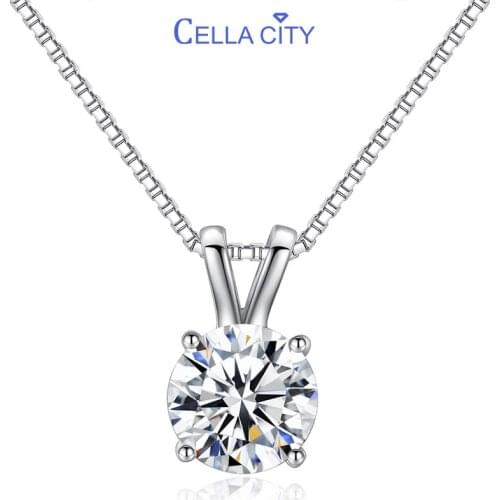 Cellacity Korean Simple Style Silver 925 Jewelry Gemstones Necklace for Women Box Chain AAA Zircon Female Neck Ornament Dating
