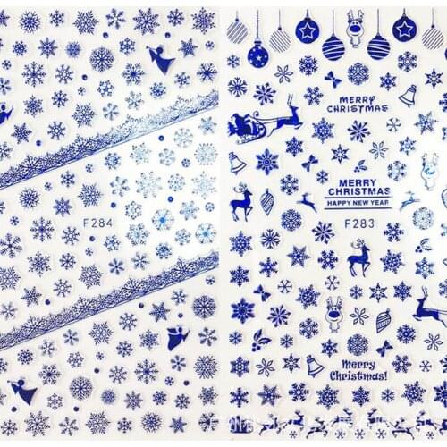 1 Sheet Snowflakes 3D Nail Art Stickers Christmas Xmas Transfer Stickers For Nails Self-Adhensive Decals DIY Nail Art Decoration