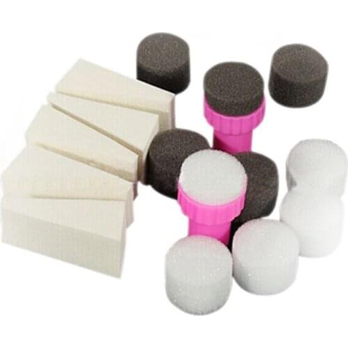 1 Set 15pcs Nail Art Sponge Stamp Stamper Shade Transfer Template Polish Manicure Tool