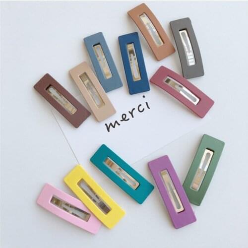 1PC Fashion Women Girls Candy Color Square Hair Clip BB Hairpins Metal Barrettes Styling Tools Hair Accessories for Daily Life