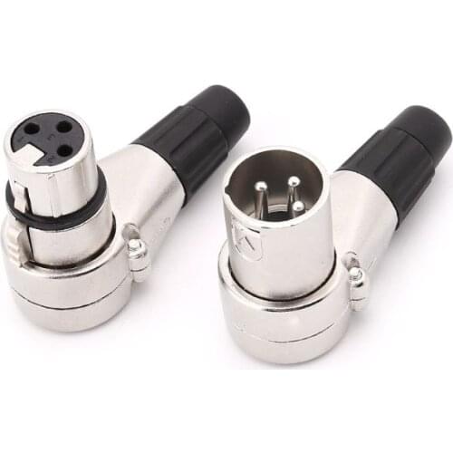 10pcs 3Pin XLR Male & Female Jack Connector DMX Light Mic Microphone Cable 90 Degree Right Angle Plug Connectors