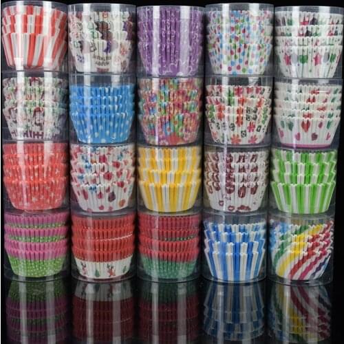 100pcs/set Colorful Paper Cake Cup Cupcake Cases Baking Muffin Dessert Party Wedding Christmas Birthday Cake Decorating Tools