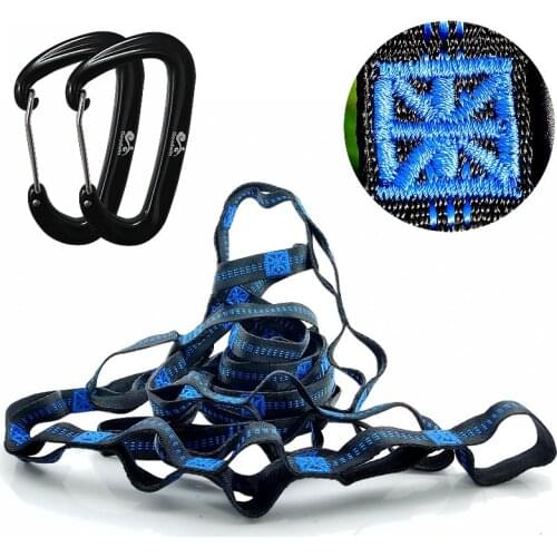 2 Pcs Adjustable Tree Hanging Hammock Strap Climbing Rope Aerial Yoga Hammock Belt High Quality 12KN Aluminum Alloy Buckle