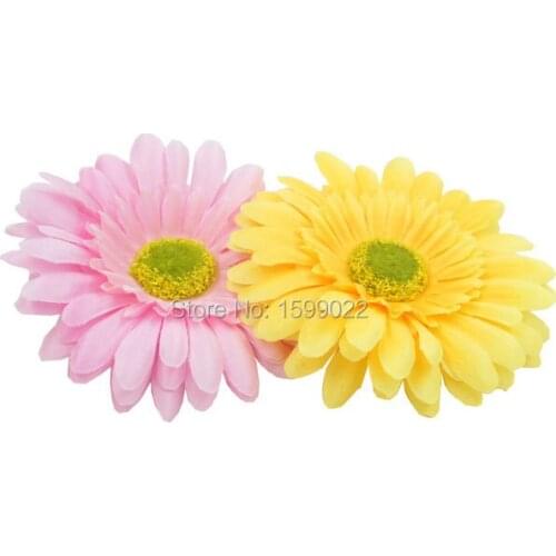 2pcs Bohemian Seaside Fabric Flower Hair Clips for Girls Pink Yellow Gerbera Women Brooches Dance Headdresses Wedding Hairwear