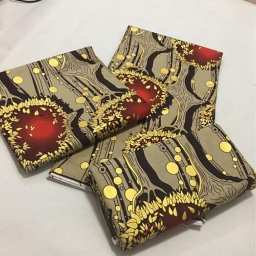 2021 Beautiful Ankara wax Fabrics Nigerian Wax Print Fabric High Quality African Golden Powder Real Wax Ghana Style 6yards