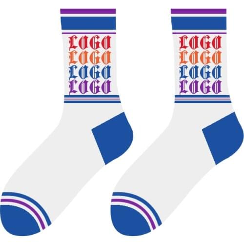 2021 Low MOQ Design Your Own High Quality Fashion Jacquard Embroidery Custom Logo Cotton Men Crew Sports Socks