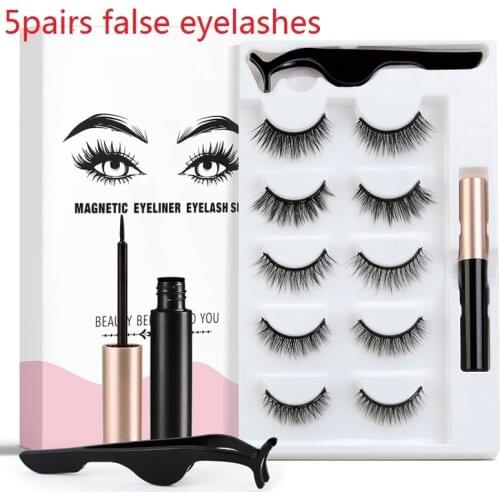 3/5pair Of 3D Magnetic Eyelashes Handmade Eyelashes Eye Makeup Extended False Eyelashe Lasting Magnetic Fake Eyelashe TSLM1