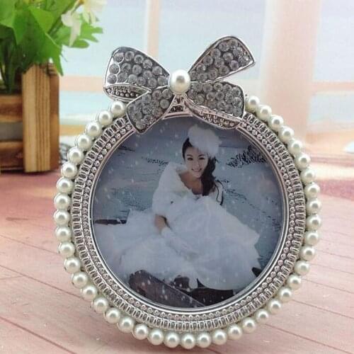 3inch Pearl Resin Photo Frame Diamond Pearl Decoration Girl Picture Holder Baby Shower Birthday Gift Home Room Ornament ZA3701