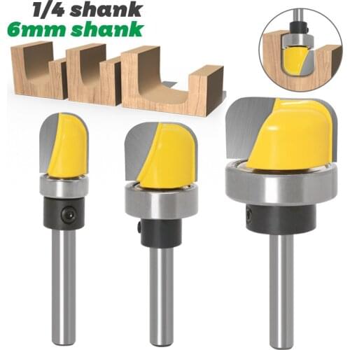 3PC 6mm 1/4 Shank1/2" 3/4" 1-1/8" Diameter Bowl & Tray Template Router Bit Wood Cutting woodworking corner rounding end mill
