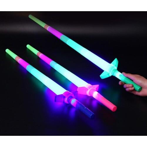 4 Section Extendable LED Glow Sword Kids Toy Flashing Stick Concert Party Props Colorful Light Up Glowing gift for children