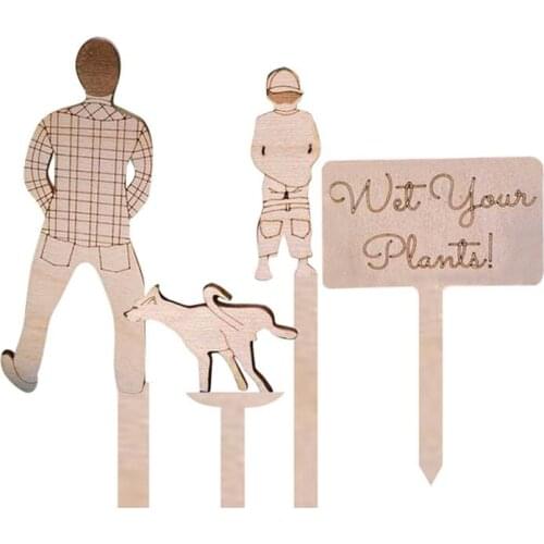 4pcs Funny Plant Marker Family Father Son Dog Garden Plant Label Sign Miniature Landscape Flower Basin Planting Sign Garden Tool