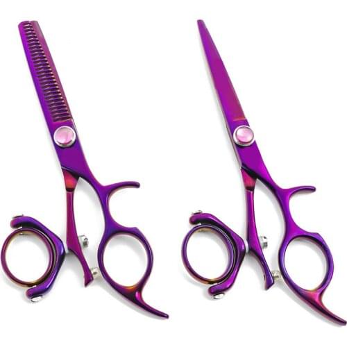 5.5 inch Purple flying shears Rotary handle Salon Scissors Haircut Tools Stainless Steel Barber Hair Scissors Hairdressing