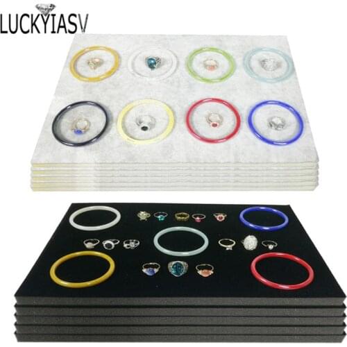 5pcs/lot Jewelry Foam Tray Inserts Liners Grey/Black Velvet Jewelry Rings Bracelet Watch Showed Case