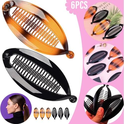 6Pcs Fish Shape Hair Clips DIY Clamp Claw Clips Ponytail Holder Rounded Edges Hair Accessories Tool for Girl Women Styling Tools