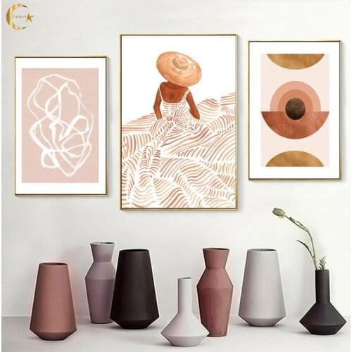 Abstract Line Canvas Painting Lady Orange Tree Quotes Nordic Posters and Prints Gallery Wall Art Pictures Home Decoration