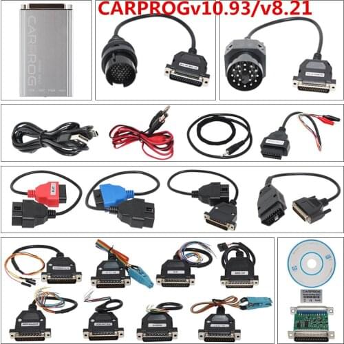 Carprog V10.93 V8.21 Online Version Car Prog with keygen ECU Chip Tunning Repair with All 21 Adapters Diagnostic Tool Free Ship