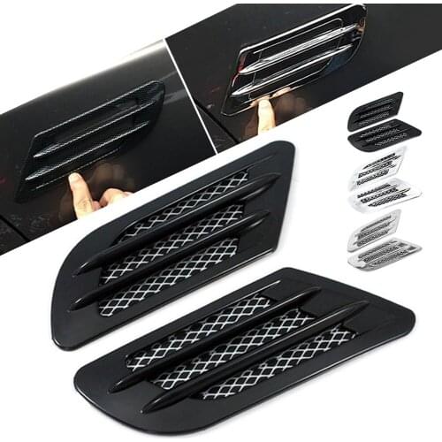 Carbon Black Fiber Car Auto Side Vent Air Flow Fender Intake Sticker Car Simulation Side Vents Decorative Plastic Sticker Refit