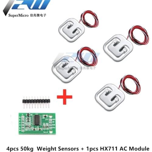 4PCS 50KG Human Scale Body Load Cell Tension Weight Sensor + HX711 Module Pressure Sensors Load Cell Measurement