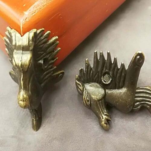 Retro Style Horse Head Wooden Box Foot Zinc Alloy Gift Box Jewelry Case Corner Protector Leg Home Furniture Decor