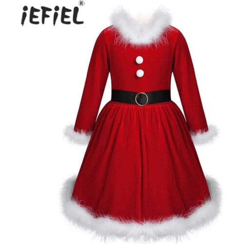 Gril Christmas Dress Kid Newborn Baby Girls Red Dress Princess Velvet Santa Claus Party Xmas Dresses New Year Girl Fancy Dresses