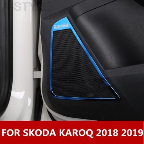 For SKODA KAROQ 2018 2019 styling detector Inside Audio Speak Sound Ring circle lamp trim Interior decoration Stainless Steel